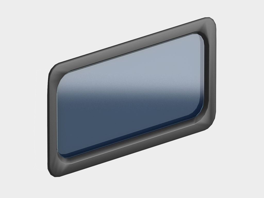Окно акриловое 627 × 327, черное, промышленное (арт